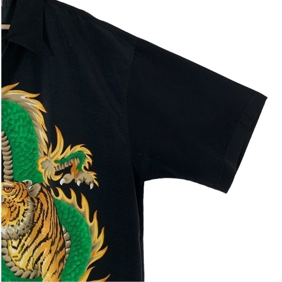 Vintage Moon Dragon Button Down Short Sleeve Shirt Size XXL - Picture 4 of 9